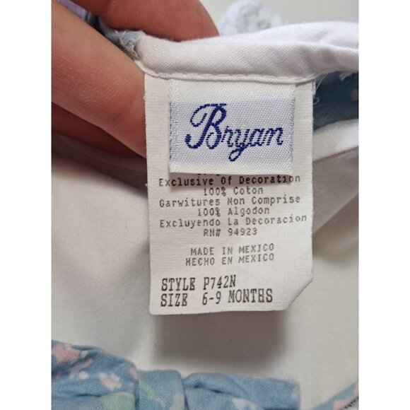 Vtg Bryan Baby Girl 6-9 Months Floral Tiered Dress Pastel Lace Bow Collar 2 Pc - Picture 7 of 13